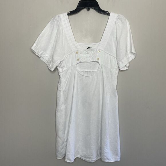 MADEWELL Linen Mini Dress Women 8 White Square Neck Cutout NP764 - Picture 7 of 12